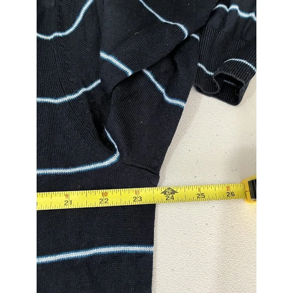 Banana Republic Silk Cashmere V Neck Striped Sweater Men XL Blue